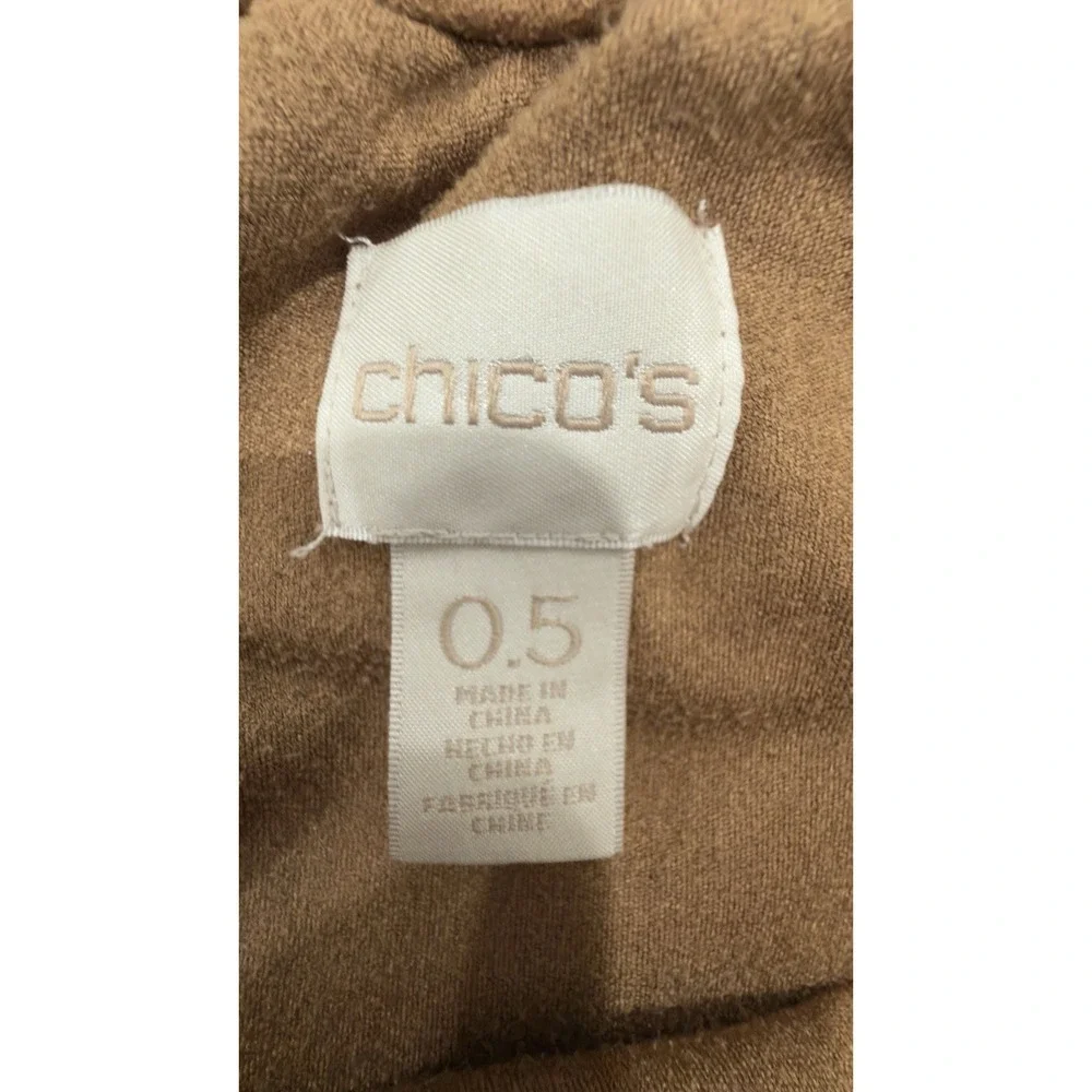 Chicos Faux Suede Off The‎ Shoulder Ruffle Shift Dress Brown Size 0.5 Small